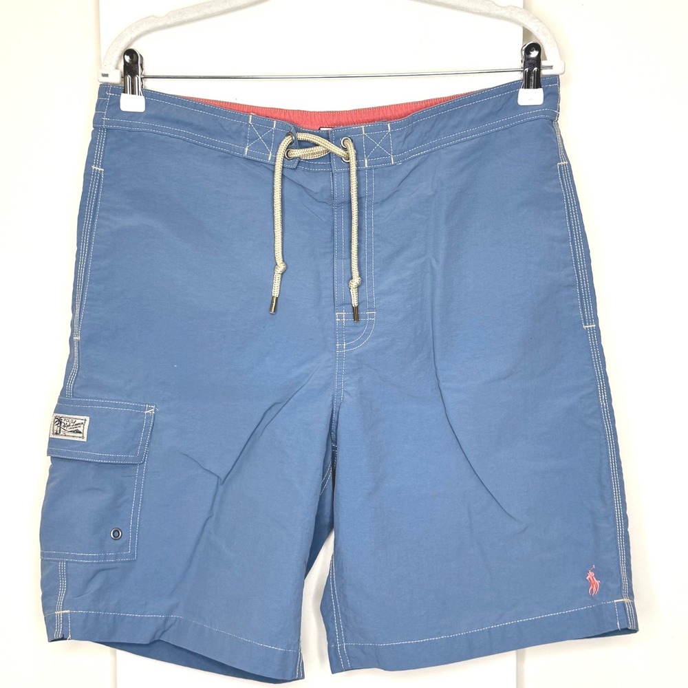 Polo Ralph Lauren Kailua Board Shorts Mens Medium Blue‎ Pink Pony